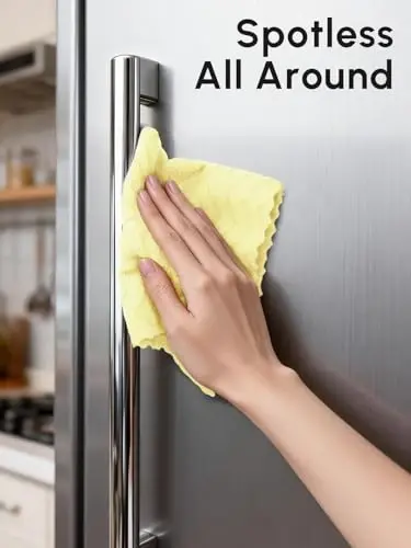 SOOWASH Microfiber Cleaning Cloths Roll 75 Pack 12x12 Inch Lint Free | Tear away design, lint free, washable, scratch free, ultra absorbent, for dish rags and household cleaning, Yellow color - 5