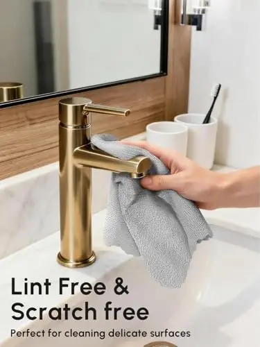 SOOWASH Microfiber Cleaning Cloths Roll 75 Pack 12x12 Inch Lint Free | Tear away design, lint free, washable, scratch free, ultra absorbent, for dish rags and household cleaning, Grey color - 4