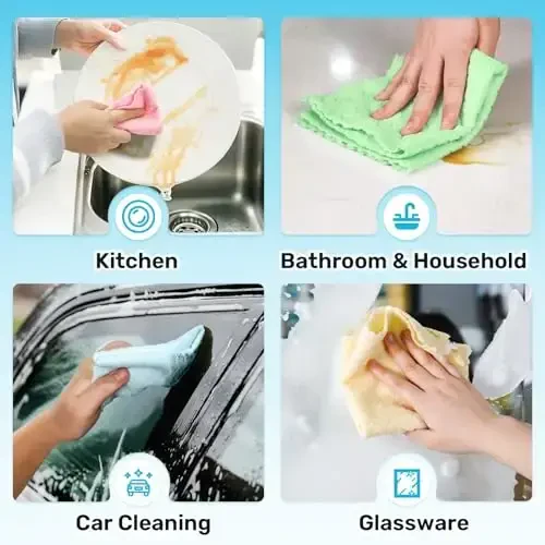 SOOWASH Microfiber Cleaning Cloths Roll, 75 Pack Tear Away Microfiber Towels Roll, 12