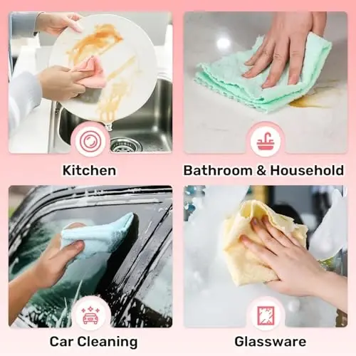 SOOWASH Microfiber Cleaning Cloths Roll, 75 Pack Tear Away Microfiber Towels Roll, 12