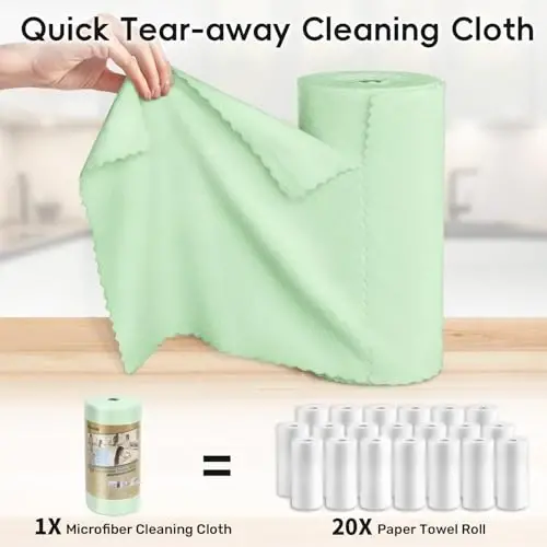 SOOWASH Microfiber Cleaning Cloths Roll, 75 Pack Tear Away Microfiber Towels Roll, 12