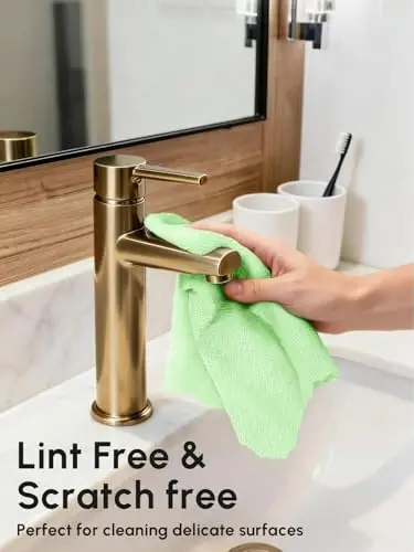 SOOWASH Microfiber Cleaning Cloths Roll 75 Pack 12x12 Inch Lint Free | Tear away design, lint free, washable, scratch free, ultra absorbent, for dish rags and household cleaning, Green color - 4