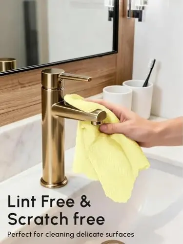 SOOWASH Microfiber Cleaning Cloths Roll 75 Pack 12x12 Inch Lint Free | Tear away design, lint free, washable, scratch free, ultra absorbent, for dish rags and household cleaning, Yellow color - 4