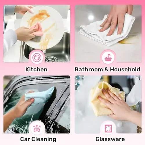 SOOWASH Microfiber Cleaning Cloths Roll, 75 Pack Tear Away Microfiber Towels Roll, 12