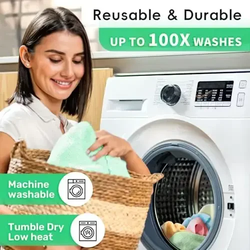 SOOWASH Microfiber Cleaning Cloths Roll, 75 Pack Tear Away Microfiber Towels Roll, 12