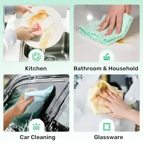 SOOWASH Microfiber Cleaning Cloths Roll, 75 Pack Tear Away Microfiber Towels Roll, 12