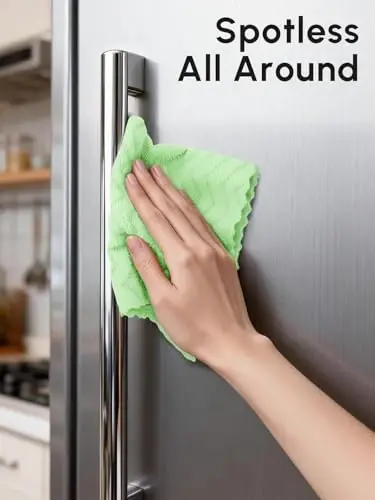 SOOWASH Microfiber Cleaning Cloths Roll 75 Pack 12x12 Inch Lint Free | Tear away design, lint free, washable, scratch free, ultra absorbent, for dish rags and household cleaning, Green color - 5