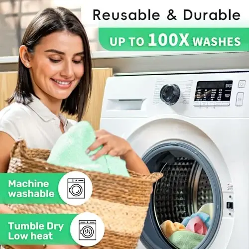 SOOWASH Microfiber Cleaning Cloths Roll, 75 Pack Tear Away Microfiber Towels Roll, 12