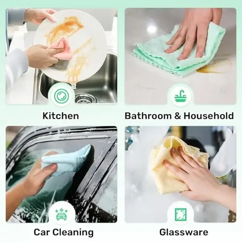 SOOWASH Microfiber Cleaning Cloths Roll, 75 Pack Tear Away Microfiber Towels Roll, 12