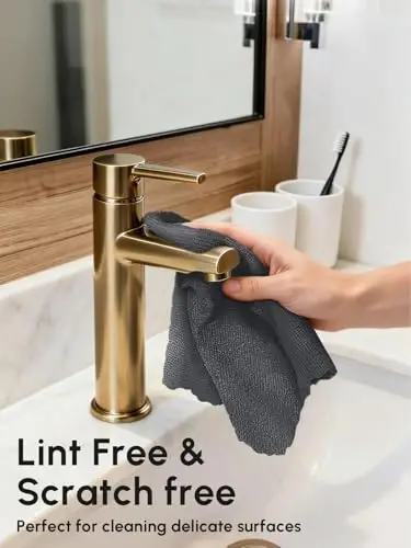 SOOWASH Microfiber Cleaning Cloths Roll 75 Pack 12x12 Inch Lint Free | Tear away design, lint free, washable, scratch free, ultra absorbent, for dish rags and household cleaning, Dark Grey color - 4