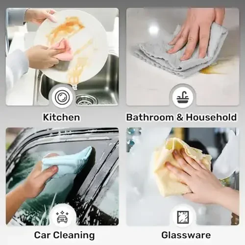 SOOWASH Microfiber Cleaning Cloths Roll, 75 Pack Tear Away Microfiber Towels Roll, 12