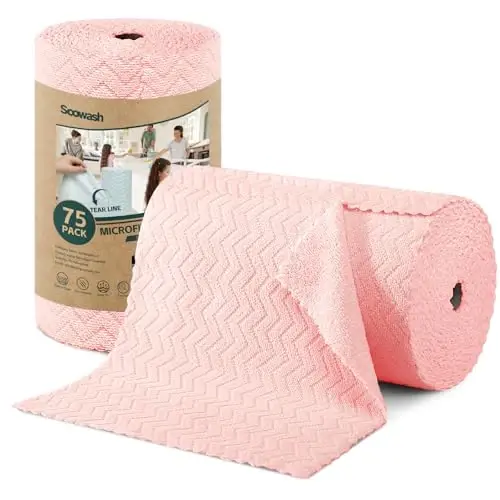 SOOWASH Mikrofiber Tozalash Matolari Rulosi, 75 dona Yirtiq Mikrofiber Sochiqlar Rulosi, 12