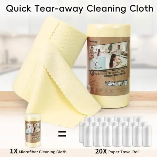 SOOWASH Mikrofiber Tozalash Salfetkalari Rulosi 50 dona 11.8