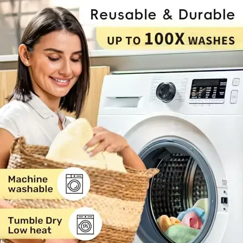SOOWASH Микрофибровые салфетки в рулоне, 50 шт., 30х30 см, без ворса, ультраабсорбирующие, многоразовые, для автомобилей, кухни, дома (желтый, 50 шт.) - 2