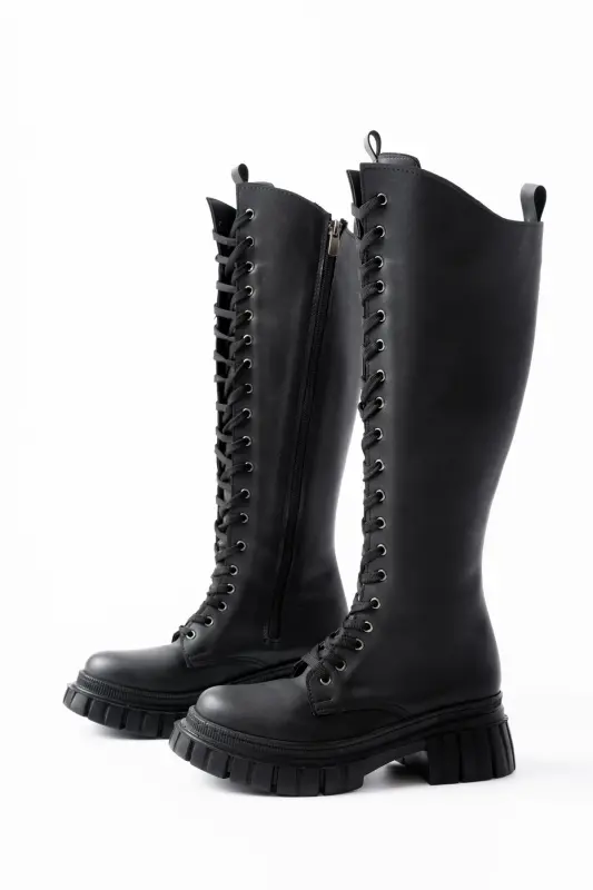 Sophia women's boots, with a long zipper and laces. - 3