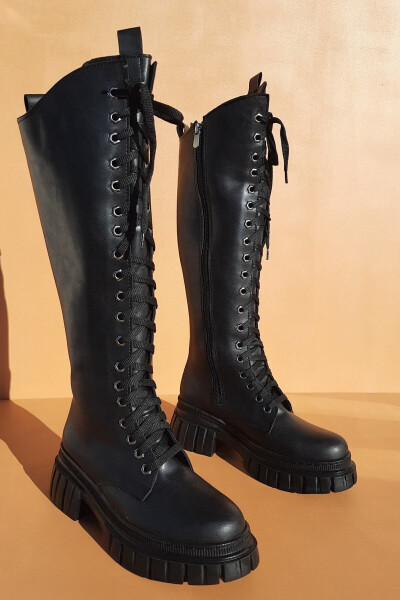 Sophia women's boots, with a long zipper and laces. - 4