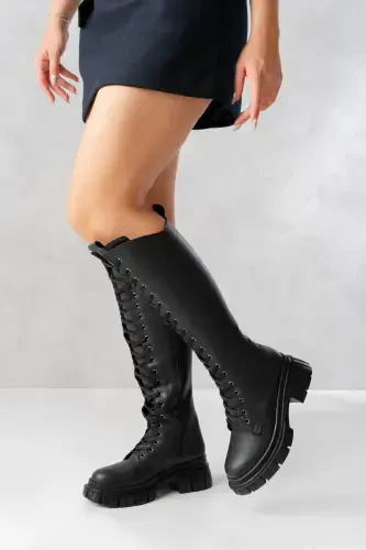 Sophia women's boots, with a long zipper and laces. - 5