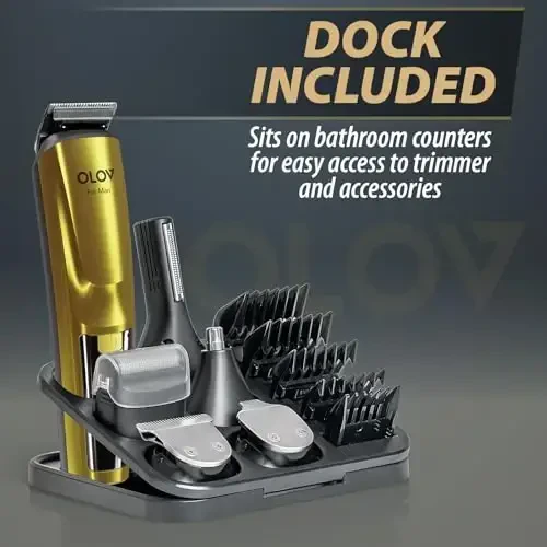 Soqol trimmer, 21 qismli erkaklar uchun parvarishlash to'plami va soch kesish mashinasi, soqol, yuz, burun, soch trimmer uchun simsiz qayta zaryadlanuvchi elektr ustara, oltin - 6