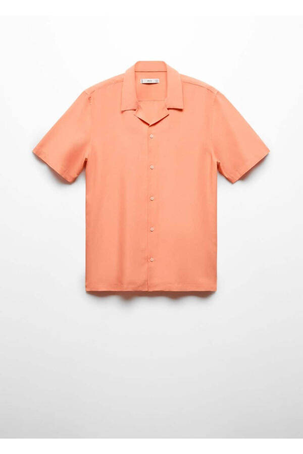 Сорочка из смесовой льняной ткани с воротником «боулинг» - 3