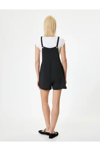 Şort Salopet Cepli-Siyah - 4
