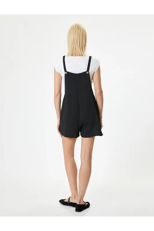 Şort Salopet Cepli-Siyah - 4