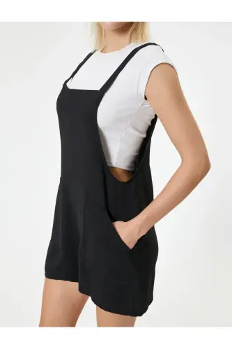 Şort Salopet Cepli-Siyah - 5