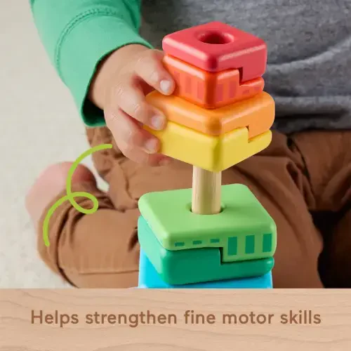 Сортировщик форм с деревянной радугой Fisher-Price, развивающая мелкую моторику игрушка для малышей, 26 деревянных деталей - 3