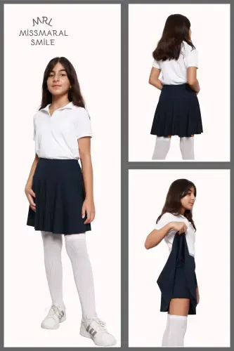 Şortlu Etek Yüksek Bel Likralı Havuz Deniz Spor Ve Günlük Kullanım Skirt With Shorts Lacivert 4101-LACİVERT - MISSMARAL (1)