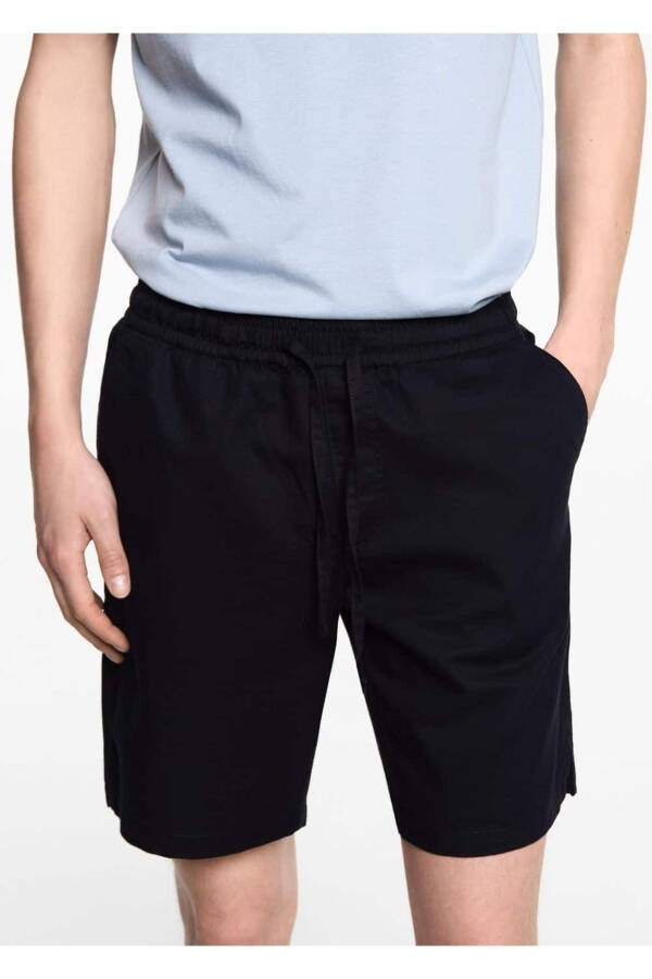 Шорты Бермуды льняные на шнуровке - 6