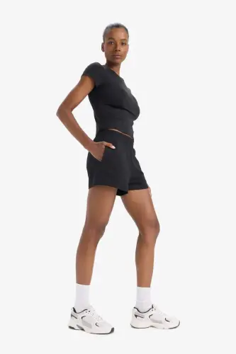 Шорты DeFactoFit Slim Fit с принтом Черные - 6