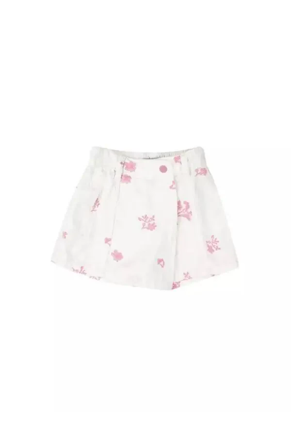 Шорты-юбка с эластичным поясом и вышивкой для маленькой девочки - 1