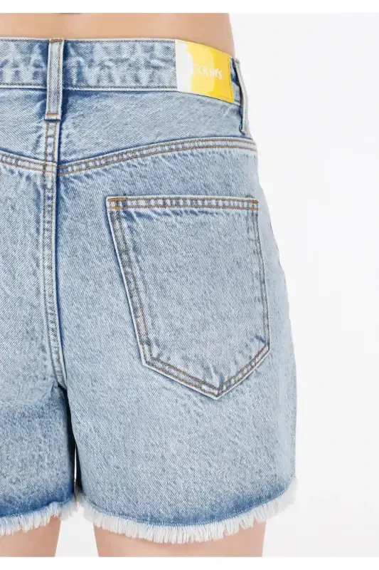 Шорты из денима для женщин, свободного кроя, с высокой талией, синего цвета. - 6