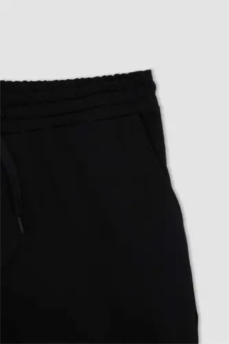 Шорты из хлопка с регулируемой талией Regular Fit Черный - 8