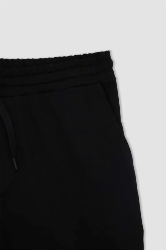 Шорты из хлопка с регулируемой талией Regular Fit Черный - 8