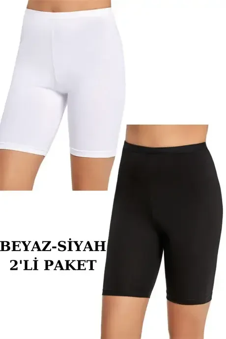 Шорты-леггинсы короткие женские цветные из лайкры от Angelino Underwear, комплект из 2 штук - 1