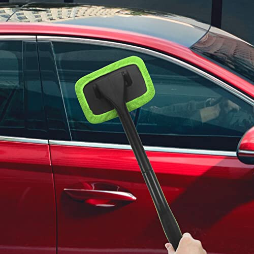 SoSickWithIt Car Windshield Cleaning Tool, Windshield Cleaner with 4 Washable and Reusable Microfiber Pads and Extendable Handle, for Auto Glass Wiper - 7