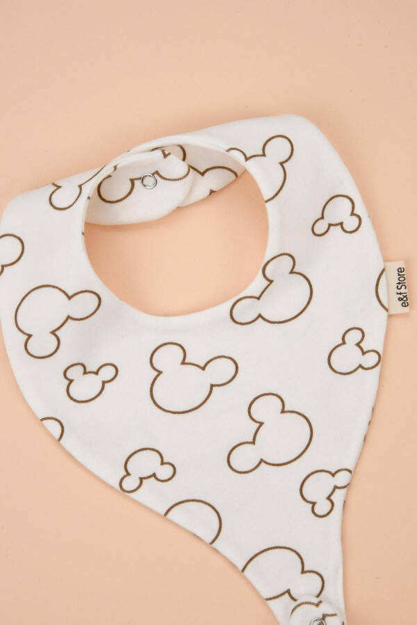 Соска-держатель, нагрудник - милый мышиный узор, 100% хлопок, соска-цепь. - 4