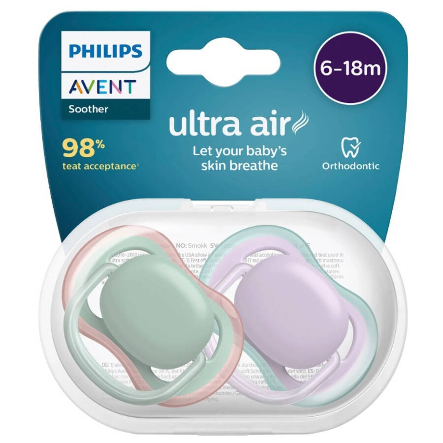 Соска Philips Avent Ultra Air для девочек 6-18 месяцев, 2 шт., SCF085/16 - 1