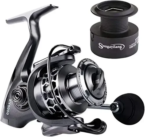 Sougayilang Fishing Reel 13+1BB Light Weight Ultra Smooth Aluminum Spinning Fishing Reel with Free Spare Graphite Spool - 1