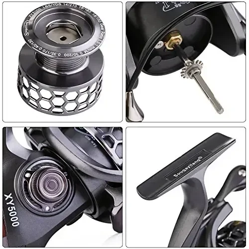 Sougayilang Fishing Reel 13+1BB Light Weight Ultra Smooth Aluminum Spinning Fishing Reel with Free Spare Graphite Spool - 4