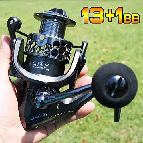 Sougayilang Fishing Reel 13+1BB Light Weight Ultra Smooth Aluminum Spinning Fishing Reel with Free Spare Graphite Spool - 1