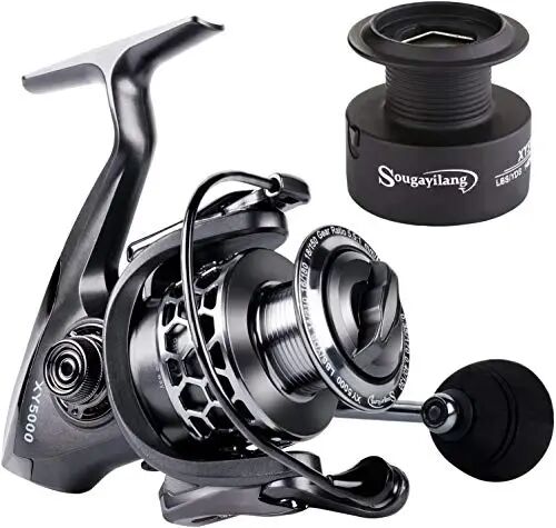 Sougayilang Fishing Reel 13+1BB Light Weight Ultra Smooth Aluminum Spinning Fishing Reel with Free Spare Graphite Spool - Sougayilang (1)