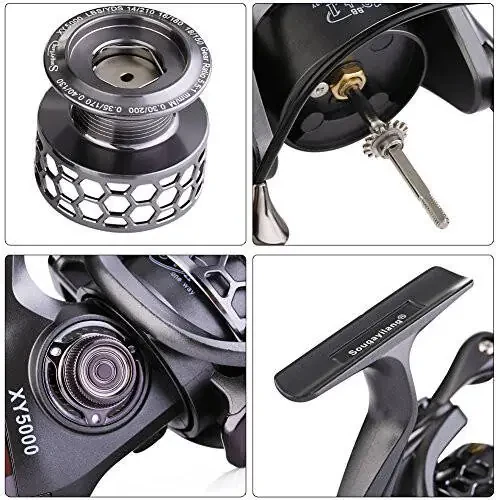 Sougayilang Fishing Reel 13+1BB Light Weight Ultra Smooth Aluminum Spinning Fishing Reel with Free Spare Graphite Spool - 5