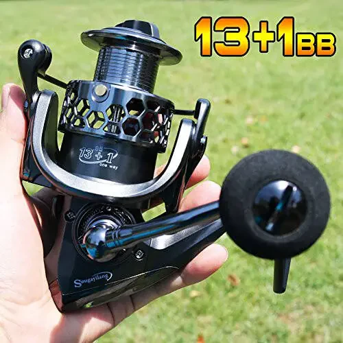 Sougayilang Fishing Reel 13+1BB Light Weight Ultra Smooth Aluminum Spinning Fishing Reel with Free Spare Graphite Spool - 6