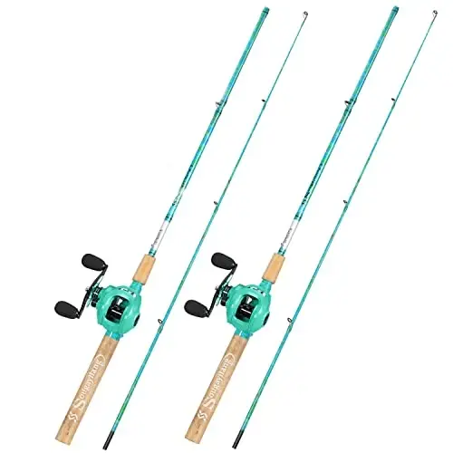 Sougayilang Fishing Rod and Reel Combo, 2-Piece 5-Foot 6-Inch Graphite & Fiberglass Rod, Durable and Strong, Quickset Anti-Reverse Fishing Reel (1Pack/2Pack) - SOUGAYILANG