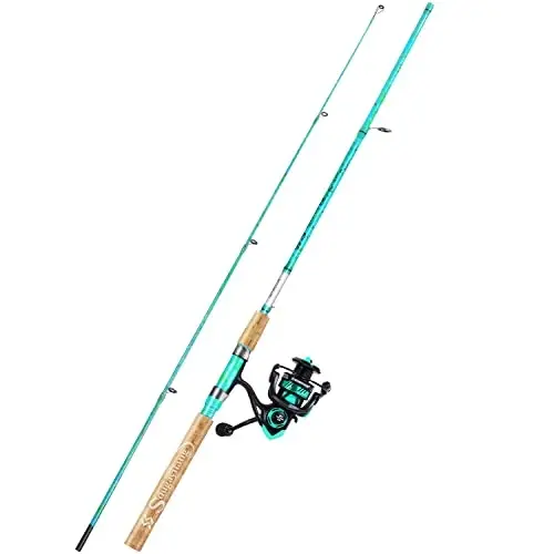 Sougayilang Fishing Rod and Reel Combo, 2-Piece 5-Foot 6-Inch Graphite & Fiberglass Rod, Durable and Strong, Quickset Anti-Reverse Fishing Reel (1Pack/2Pack) - 1