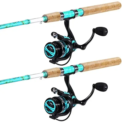 Sougayilang Fishing Rod va Reel Combo, 2 qismli 5 fut 6 dyuymli Grafit & Shisha tolali Rod, Bardoshli va Kuchli, Quickset Anti-Reverse Baliq Ovi G'altagi (1Pack/2Pack) - 2