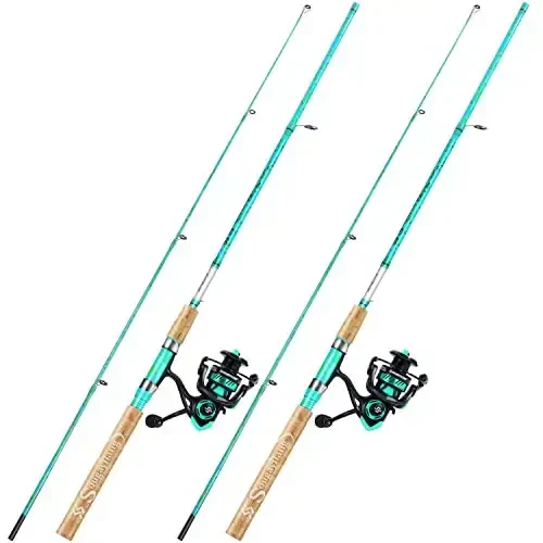 Sougayilang Fishing Rod va Reel Combo, 2 qismli 5 fut 6 dyuymli Grafit & Shisha tolali Rod, Bardoshli va Kuchli, Quickset Anti-Reverse Baliq Ovi G'altagi (1Pack/2Pack) - SOUGAYILANG