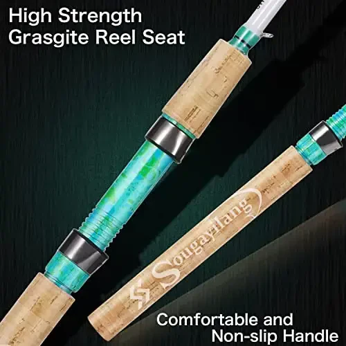 Sougayilang Fishing Rod va Reel Combo, 2 qismli 5 fut 6 dyuymli Grafit & Shisha tolali Rod, Bardoshli va Kuchli, Quickset Anti-Reverse Baliq Ovi G'altagi (1Pack/2Pack) - 4