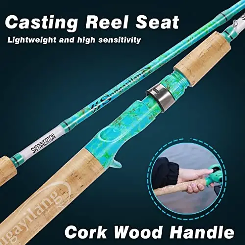 Sougayilang Fishing Rod va Reel Combo, 2 qismli 5 fut 6 dyuymli grafit va shisha tolali Rod, bardoshli va kuchli, Quickset Anti-Reverse Fishing Reel (1Pack/2Pack) - 6